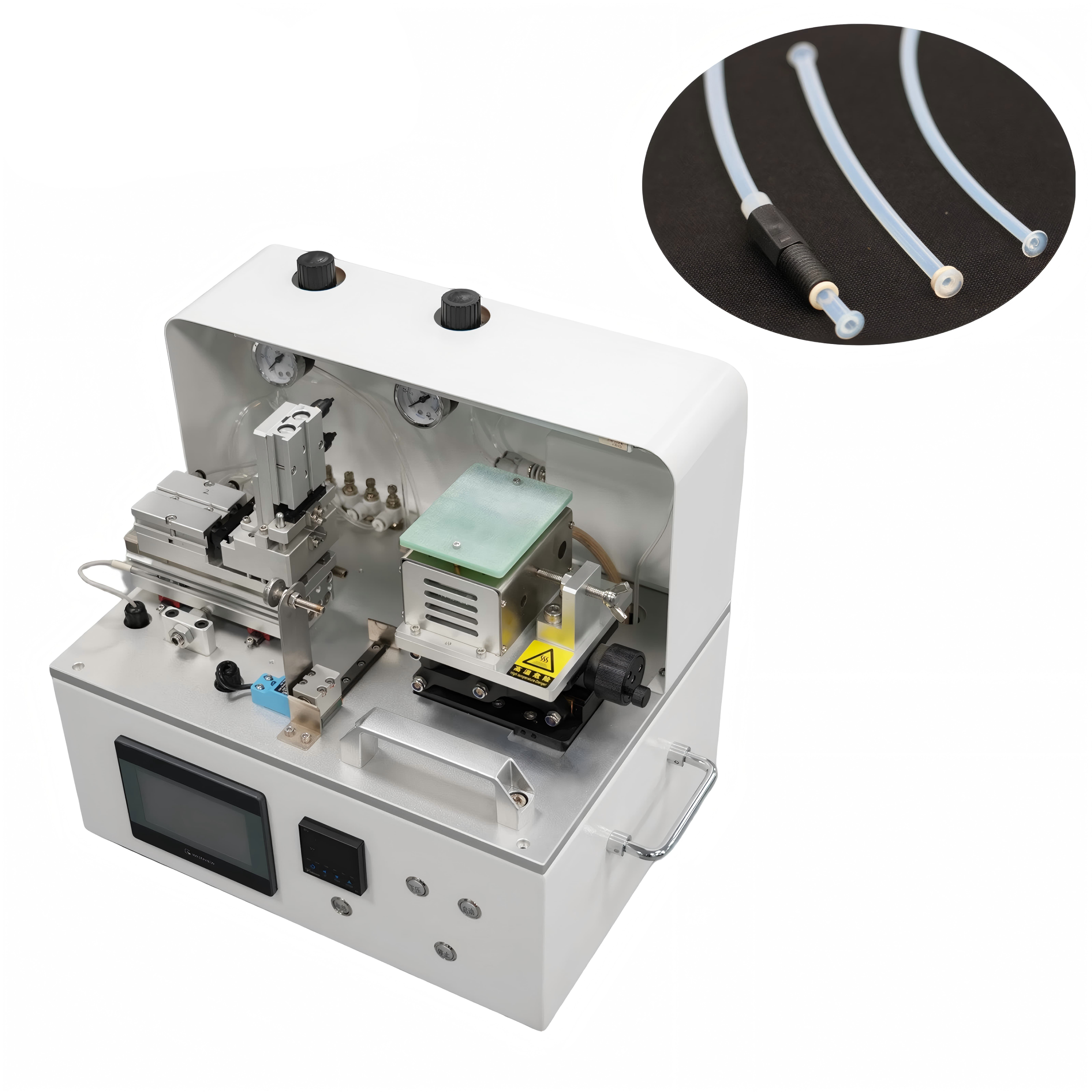 How does an automatic PTFE pipe flanging machine process the pipe?